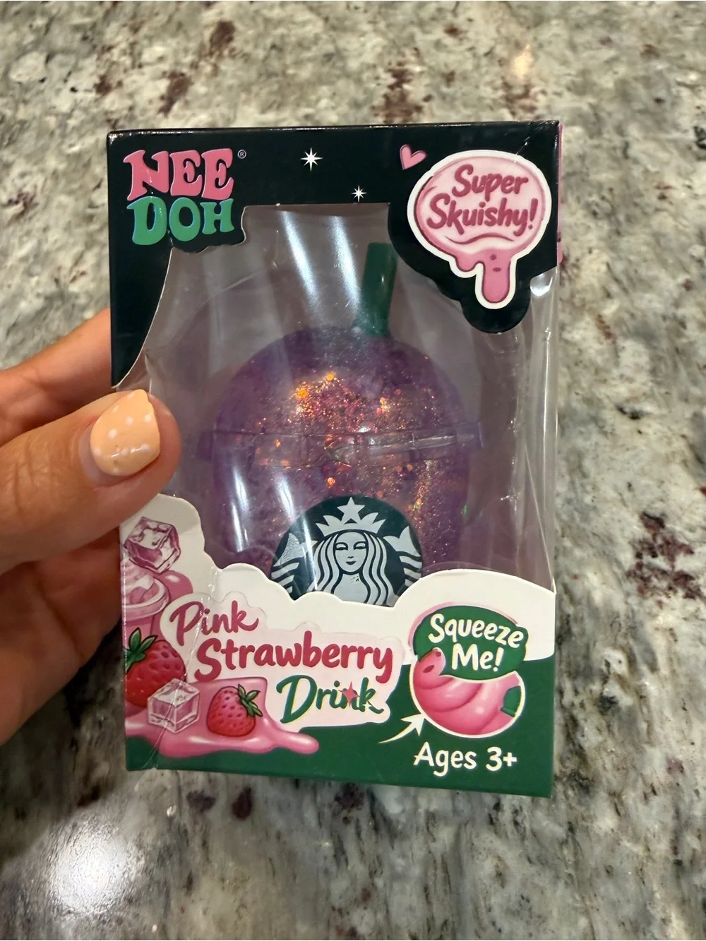 Starbucks Purple Glitter Mini Cup Toy with Green Straw